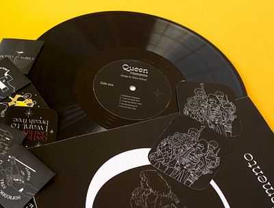 Queen Vinyl Album set album bakelit design editorial art freddiemercury graphich design illustration lineart queen typography vector vinyl