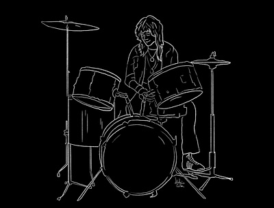 Roger Taylor Line Art design drummer illustration musician queen rock band roger taylor