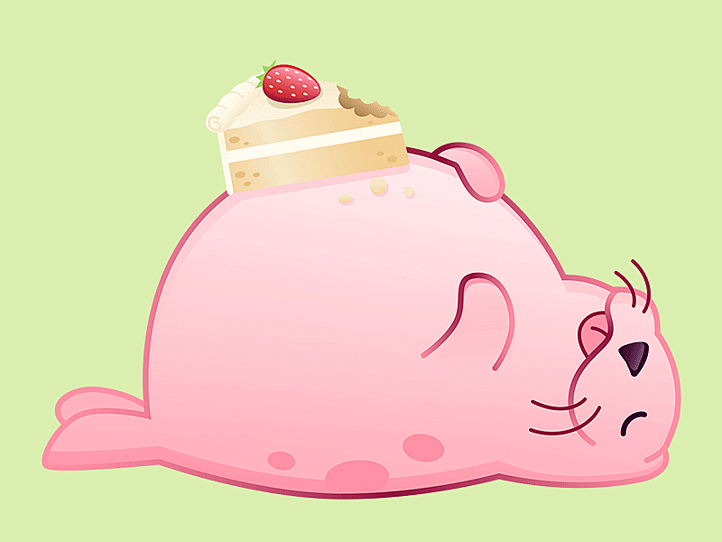 Meet Stroob! 2d after effects animals animation cake character design food food coma illustration illustrator pink seal vector