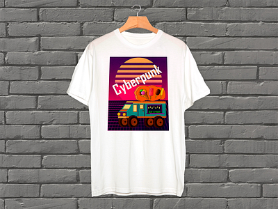 White t-shirt. Cyberpunk print 80s back to the 90s cyberpunk disney fantasy funny glitch heat neon old school pink retro summer sweets van vintage