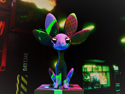 NVIDIA Studio Unofficial Mascot 3d 3d art arnold cyber cyberpunk design mascot mascot design maya 3d neon nvidia