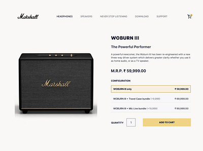 Elegant Marshall Speaker UI Design graphicdesign homedecor iconicdesign interactivedesign marshallspeaker minimalistdesign musiccontrol musicenthusiast nostalgia productdesign sleek speakerdesign techdesign ui userexperience userinterface vintagestyle