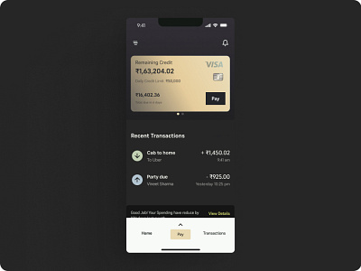 Credit Card App UI app bank bank app credit card daily 100 challenge dailyuichallenge design finace app finance luxury premium ui upi ux