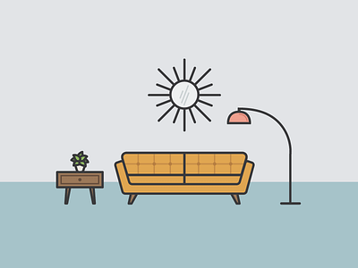 Mid-Century Modern flat furniture home icon illustration line mid century modern