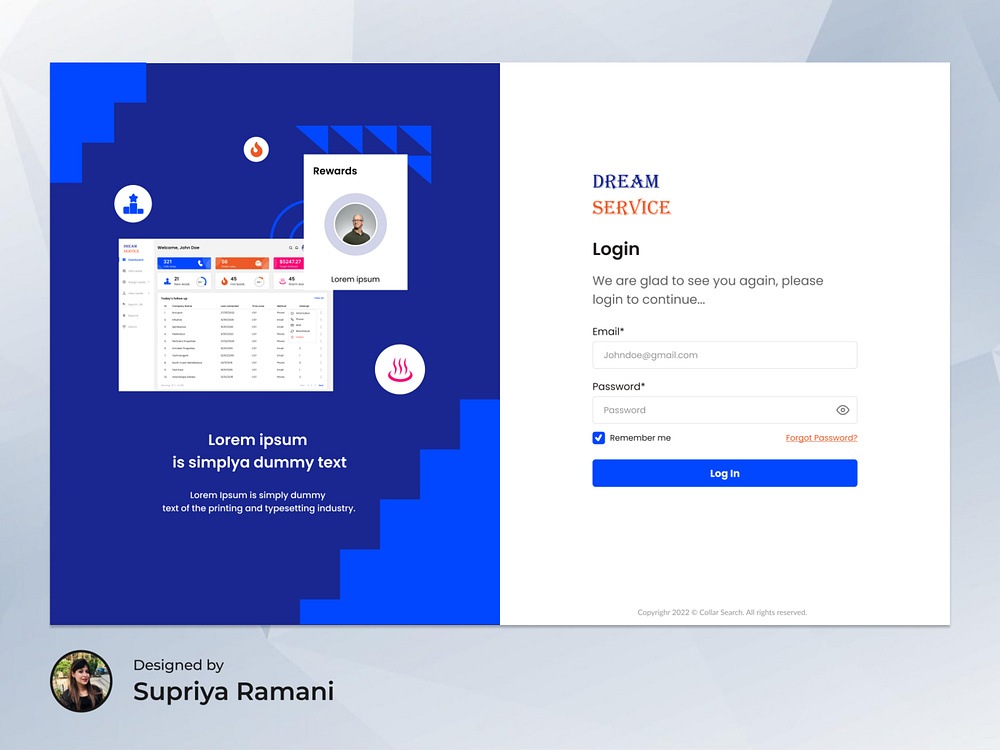 Dashboard Login Screen by Supriya for Saffron Tech on Dribbble