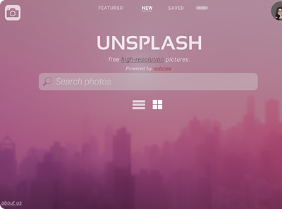 One page site for UNSPLASH. challenge design graphic design ui