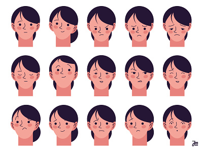 Faces angry avatar character character design design face faces facial expression girl graphic design happy head heads illustration jealous profile sad scared shocked woman