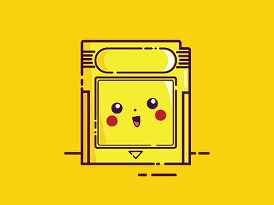 Pokemon Yellow Cartridge game gameboy icon illustration pokemon video games flat yellow