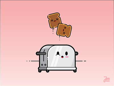 A little toaster that couldn't... funny icon illustration toast toaster vector