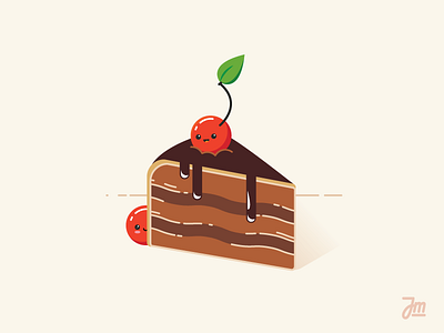 Chocolate Cake cake cherry chocolate cute flat food sticker sweet vector