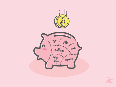 Piggy bank bank car coin collage dollar flat money pig piggy save vector