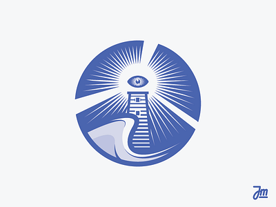 All-seeing Lighthouse building eye flat icon illuminati illustration lighthouse ocean rays sea see water