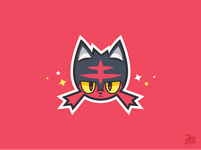 A fire cat - Litten cat creative fire flat game icon illustration logo nintendo pokemon sticker vector