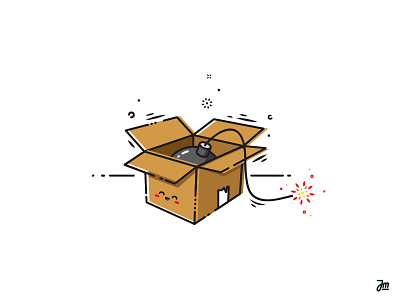Boombox bomb boombox box cute explosion flat music vector