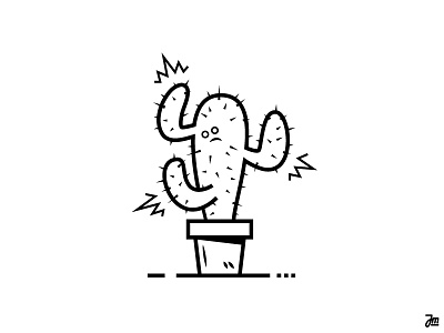 Naughty Cactus cactus character flat flower fun funny illustration plant pot sharp sticker vector