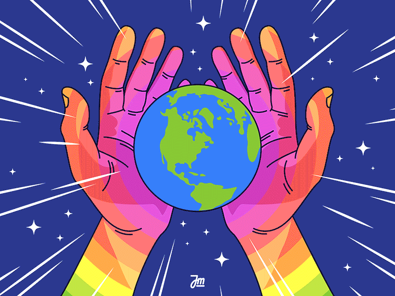 ​Equality. animated drawing hands illustration mandala rainbow space world ​equality