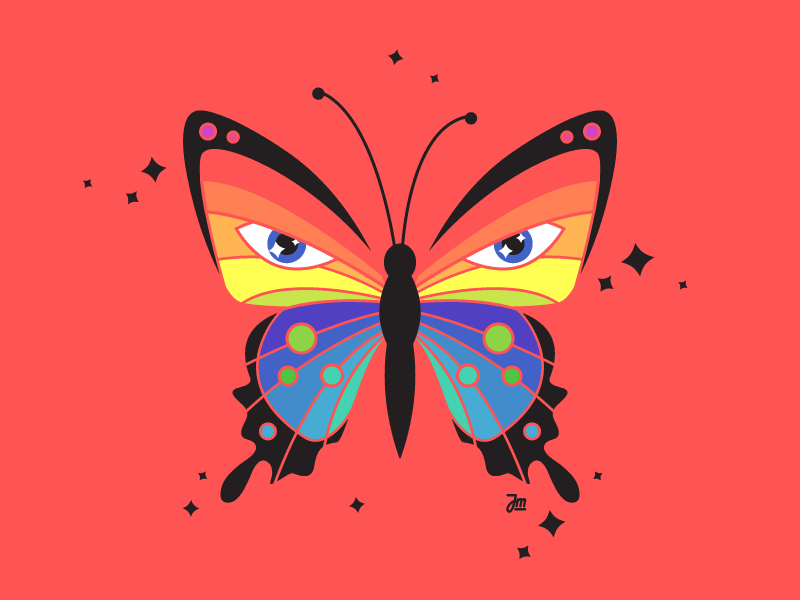 Butterfly bug butterfly eye eyes flat illustration insect rainbow vector