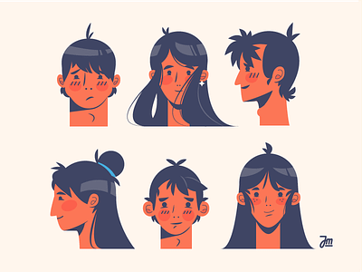 Heads up boy character design face girl hair head heads man people person women