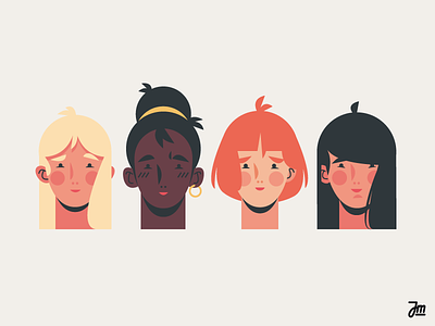 Heads or tails? Heads. asian avatar character design diversity face girl hair head heads people redhead women