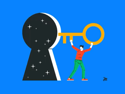 Top secret animation character design eyes gif guy key keyhole man person stars vector