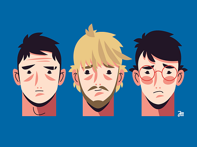 Off with their heads! boy character character design face flat hair head heads illustration man people