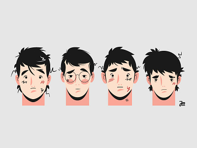 Faces #3 boy character character design face flat hair head illustration male man men people