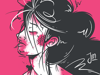 Not giving up blood character character design design fight hair hairstyle illustration pink woman women zombie