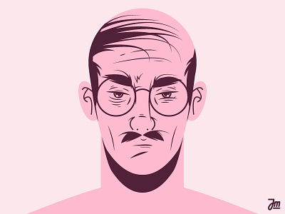 Grandpa. character character design face flat glasses hair hairy illustration man moustache pink portrait