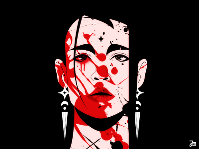 Red lips blood character character design design eyes face girl illustration lips people person portrait vector woman