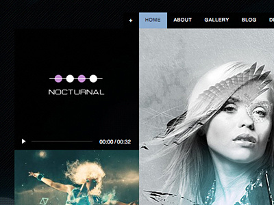 Nocturnal audio band brand flat jquery logo logo design menu mp3 nav navigation nightclub themeforest ui wordpress