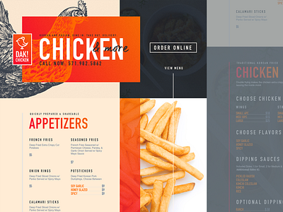 Dak! Chicken 2.0 chicken korean menu restaurant web design website