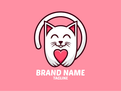 Cat Lover Logo animal branding cartoon cat cute design exclusive illustration logo love lover mascot pet petshop pink vector white