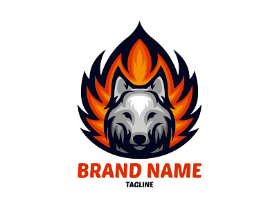 Fire Wolf Logo animal branding design exclusive fire flame illustration logo predator spirit strength vector wolf wolf logo