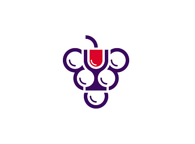 Grape Wine Logo bar brand branding cafe combine design exclusive fruit grape illustration industry logo restaurant unique vector wine