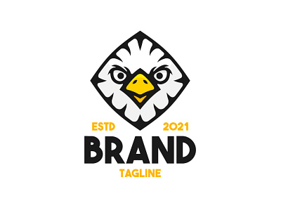 Eagle Square Logo animal brand branding cartoon design eagle exclusive face falcon hawk head illustration logo mascot modern square vector