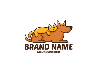 Friendly Pets Logo animal brand branding cartoon cat design dog exclusive friend friendship fun happy illustration logo lying pet vector