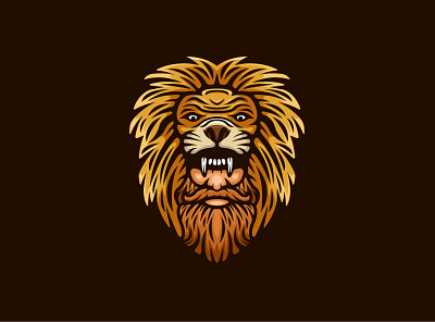Gentleman Lion Logo animal beard branding brave design exclusive face gentle hat head illustration lion logo man power pride strong vector
