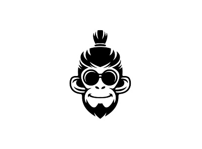 Gentleman Monkey Logo animal branding cool design exclusive eyeglass face gentle hair head illustration logo man monkey silhouette style tied vector