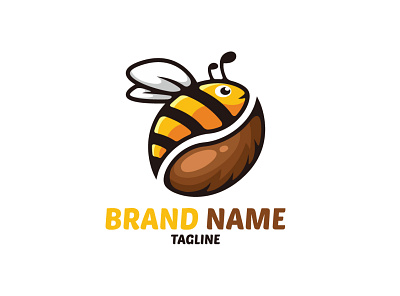 Bee Coffee Logo animal bean bee brand branding cafe coffee design drink exclusive fly flying food illustration logo restaurant retail shop vector