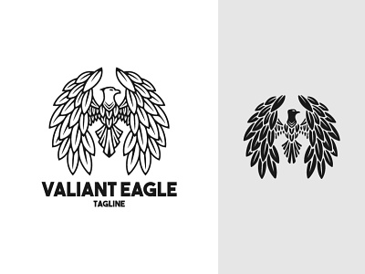 Valiant Eagle Logo animal aquila black branding design drawing eagle elegant exclusive falcon flap fly flying full hawk illustration logo sketch valiant vector