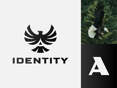 Amazing Eagle Logo a alphabet animal black branding design eagle exclusive falcon fly flying hawk identity illustration initial letter logo modern negative vector