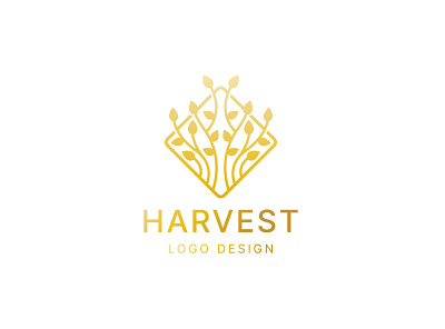 Harvest Logo branch branding company design ecology exclusive farm gold harvest leaf leaves line logo luxury minimalist natural nature plant square tree