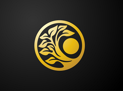 Golden Tree of Sun Logo branch branding circle design exclusive gold golden growth illustration leaf leaves logo luxury natural nature plant shine sun tree vector