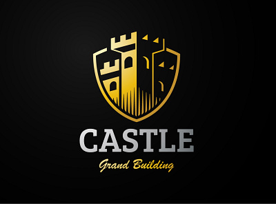 Glorious Castle Shield Logo branding building castle design estate exclusive gold guard house illustration kingdom knight logo luxury medieval old real royal shield vector