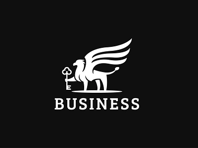 Gryphon Key Logo animal authentic bird black branding design exclusive greek griffin gryphon illustration key lion logo myth mythology side vector white wing