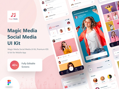 Magic Media Social Media UI Kit animation app design clean donwloader enjoy instagram ios app design live mobile app music product design snapchat socialmedia tiktok twitter ui ui design uiux video app