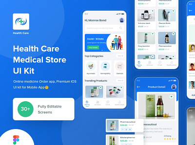 Health Care UI Kit app design appointment branding design design solution doctor app doctor appointment health health app healthcare ios app design medical medical app minimal online buy medicine patient app payment appointment specialist ui