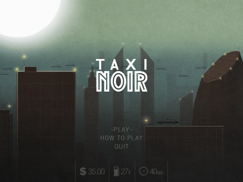 TAXI NOIR Title Screen city cyberpunk futuristic game ios night noir sky taxi