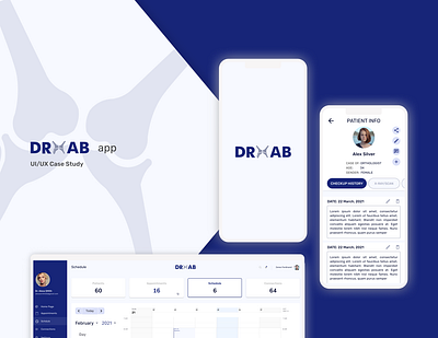 DRXAB app design appointment design desktop app doctor logo management mobile app patient ui ux