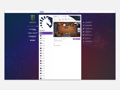 Team Liquid Twitch Team Page twitch ui ux web